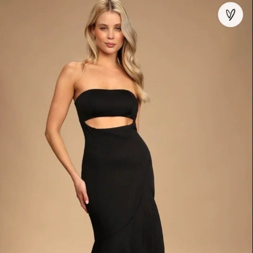 Lulu's Black Strapless Bodycon Dress for Cocktail